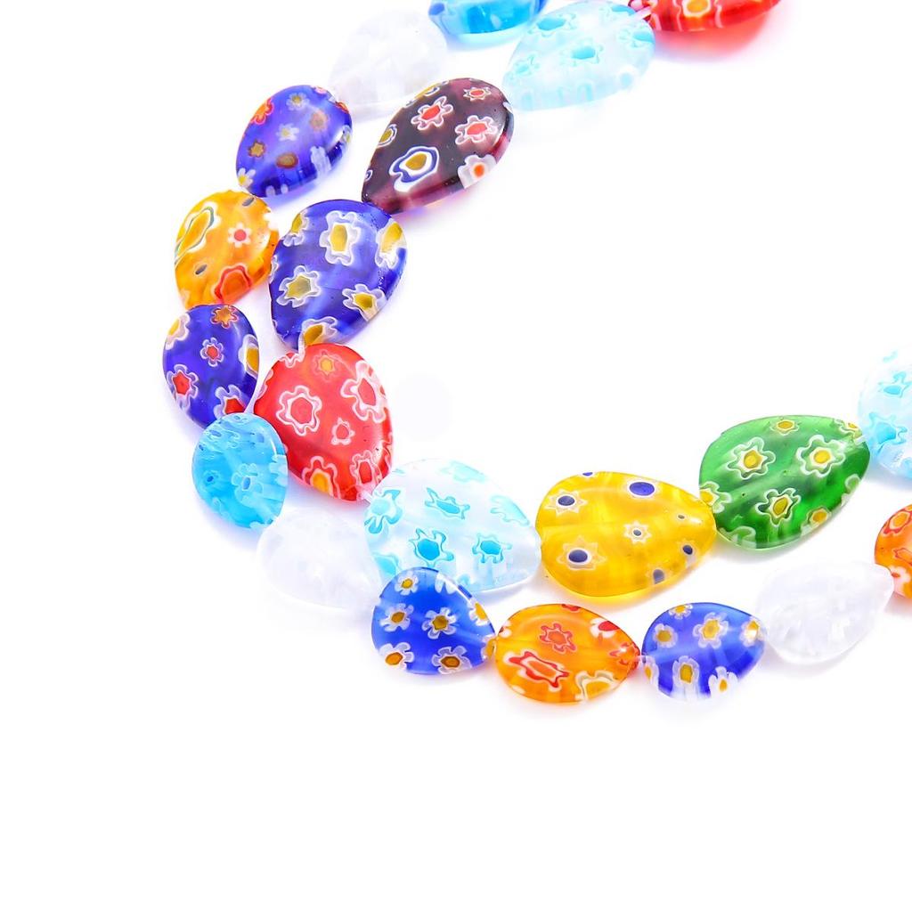 Kolorowy cylinder spłaszczony prostopadłościan w kształcie kropli wody koraliki luźne Lampwork przeszklone koraliki szklane do samodzielnego tworzenia biżuterii