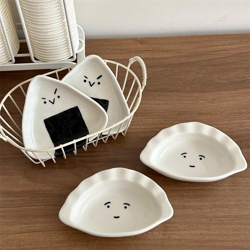 Mini Plate Snack Plate Soy Sauce Seasoning Plate Cute Rice And Vegetable Roll Funny Dumpling Plate Household Flavor Plate