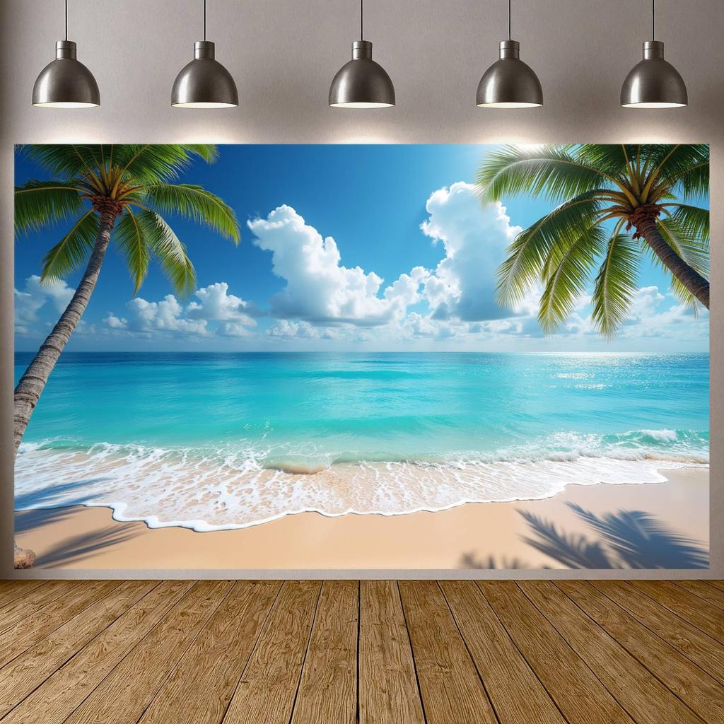 Seaside Event Banner Vivid Color Scheme Ocean Celebration Banner Summer Photo Backdrop Blue Ocean Theme Seaside Backdrop
