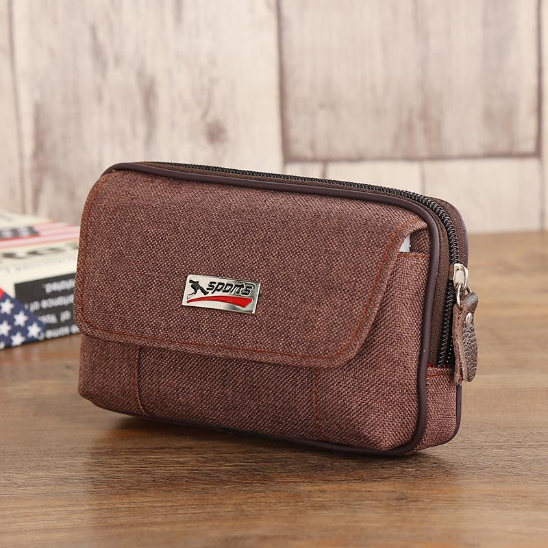 Men’s Leather & Canvas Multi-Style Waist Bag with Phone Holder