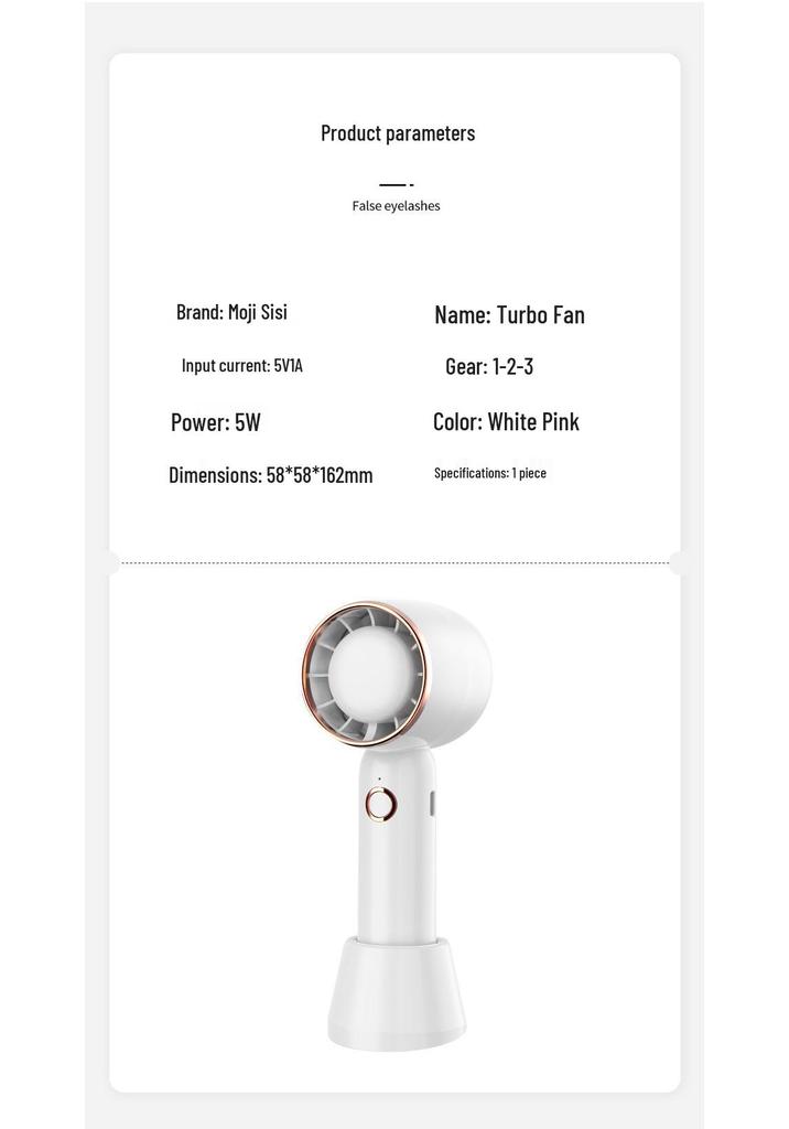 Rechargeable Portable Eyelash Glue Dryer: Turbo Fan, Quick-Dry, Handheld Mini Hair Dryer for Grafting and Setting.