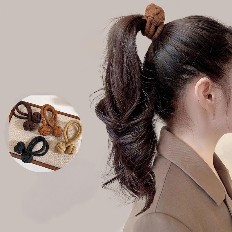 High Ponytail Hair Band Elastic Rubber Chinese Knot Hair Rope Scrunchies Hair Tie Simple Knotted Head Rope For Women Decor Gift