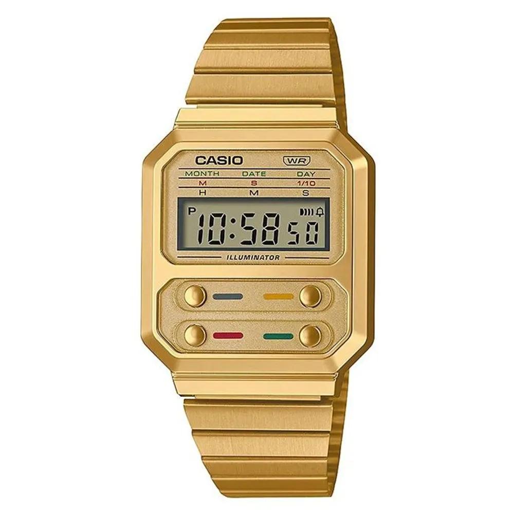 Cio A100WEG-9A Vintage Retro Gold Digital Watch