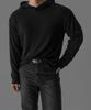 Light Wool Layering Crop Hoodie [Black]