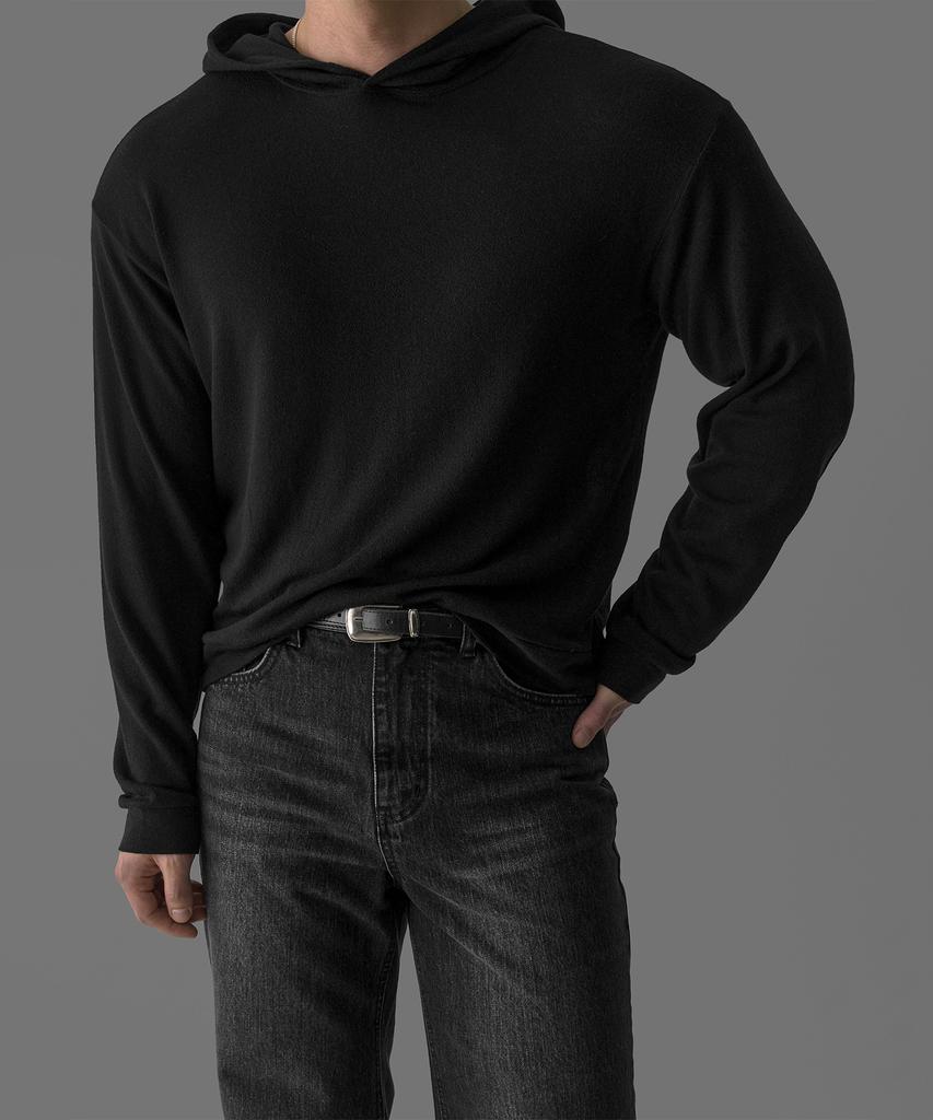 Light Wool Layering Crop Hoodie [Black]