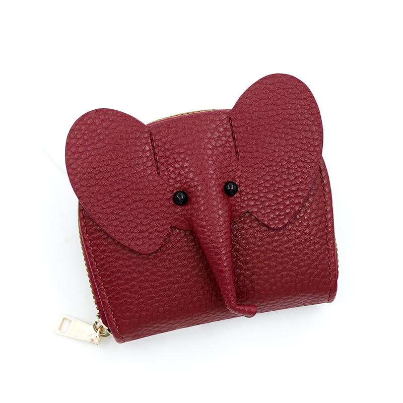 Pu Leather Baby Elephant Coin Purse Women'S Bag Pendant Creative Card Holder Storage Lipstick Envelope Zipper Money Bag