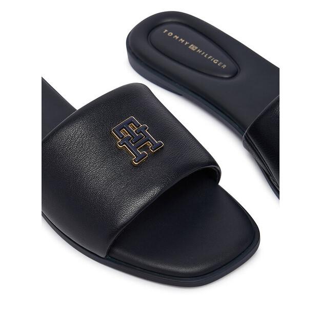 Tommy Hilfiger Th Logo Hardware Leather Mule Slippers