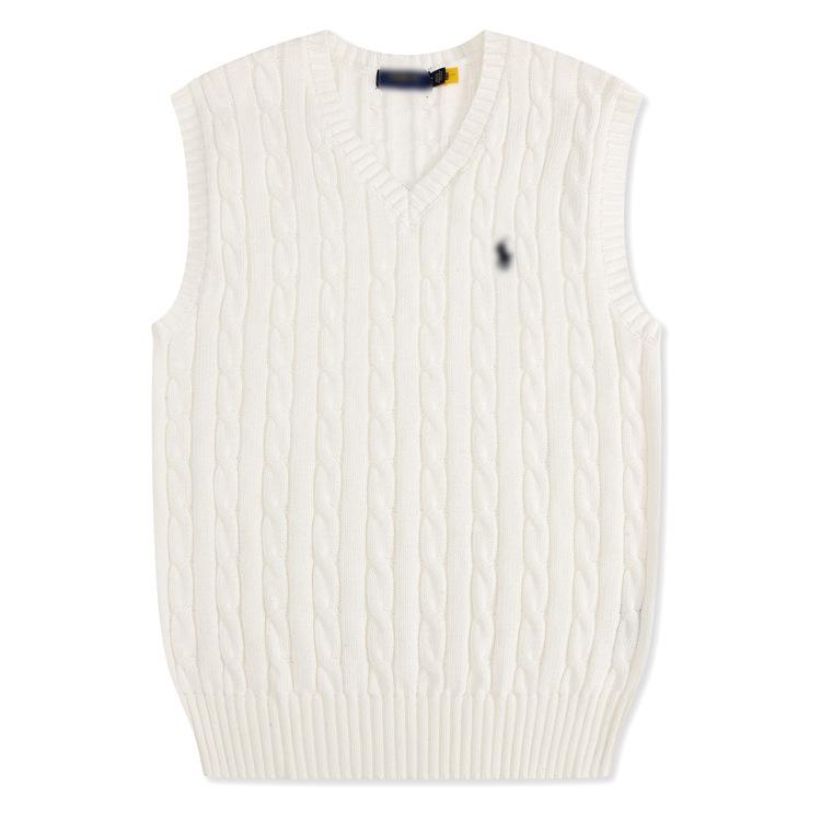 Unisex V-neck Embroidered Cable Knit Wool Vest – Lightweight, Breathable, Pure Comfort for Spring and Autumn.