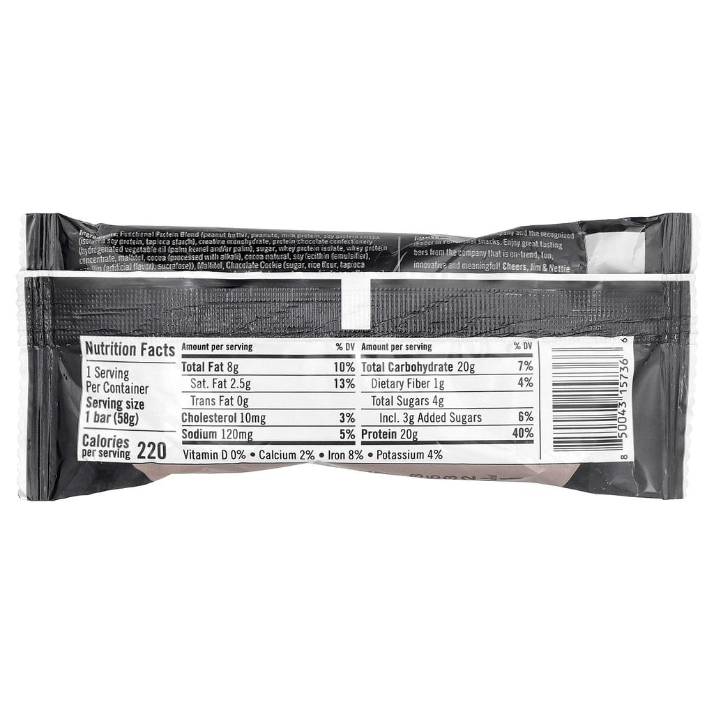 JiMMY!, Bars With Benefits™, Creatine Functional Protein Bar, Double Fudge Brownie, 12 Bars, 58g (2.05oz) each