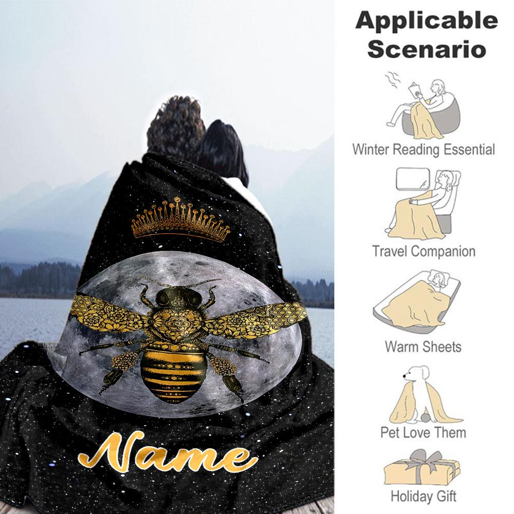 Moon Bee Customize Your Name Blanket Lightweight Customizable Blanket Warmthful Decor Throw For Livingroom Home Decor Couch Office Chair