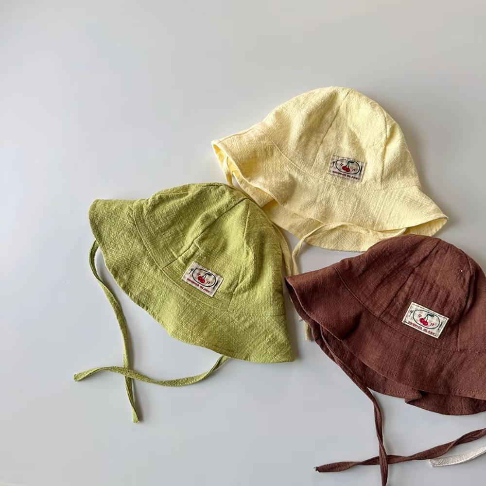 Solid Color Baby Sun Hat Soft Cotton-Linen Fisherman Cap Sweet Kids Sun Cap  Outdoor Use