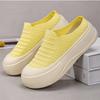 Summer Breathable Thick Soled Shoes with Toe Caps, Solid Color, Shallow Opening, Height Increasing Shoes, Simple Soft Sole, Half Support
