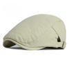 Unisex White Cotton Flat Cap Adjustable Ivy Cap Retro British Style Beret Breathable Spring Summer Duckbill Hat
