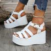 Fashion Summer Ankle Buckle Women Wedge Sandals Patchwork Platform Sandals Breathable Comfort Non-slip Soft Sole Gladiator Shoes Women