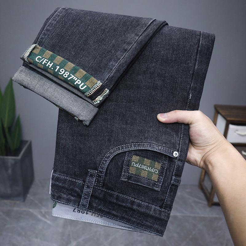Мужские джинсы премиум-класса, легкая роскошь, синие - Тренд 2025 года, модные длинные брюки 36