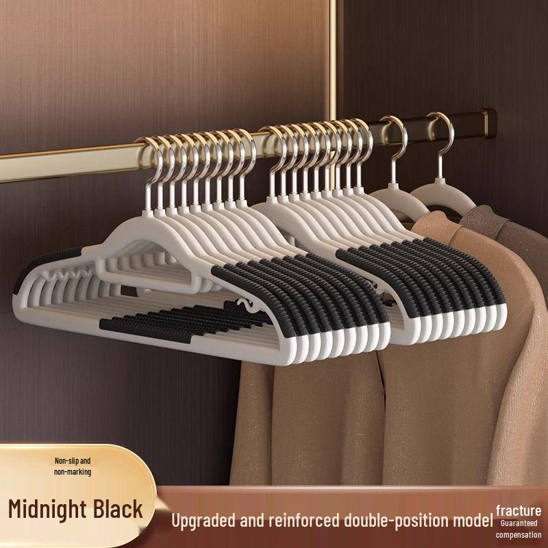 Dual-Position Non-Slip Collar-Protecting Plastic Drying Rack and Clothes Hanger for Home & Dorm Storage