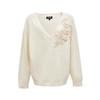 VEROMODA Women's 3D Decor Loose V-Neck Knit Sweater