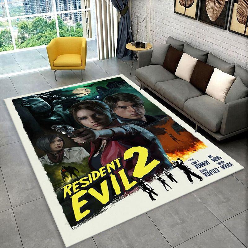 Dywanik Kreskówkowy 3D R-Resident Evil Leon do Sypialni Salonu Kanapy Pokoju Zabaw Wycieraczka Wystrój Domu, Dywanik do Pokoju Dziecięcego Antypoślizgowy