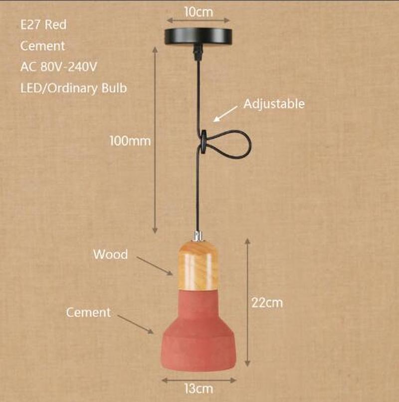 Lustre pequeno moderno industrial de cimento madeira maciça restaurante cozinha café bar