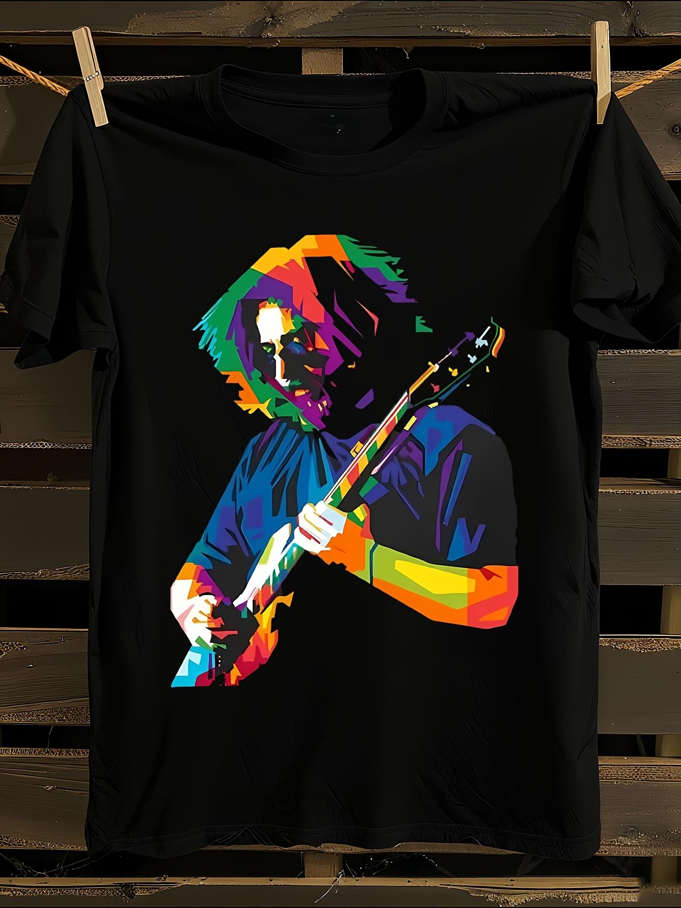 

Jerry Garcia Inspired Oversized T-Shirt Mens Tshirt Womens Tshirts with Letters Print Short Sleeves T-Shirt Casual Street Tee Shirt Top M
