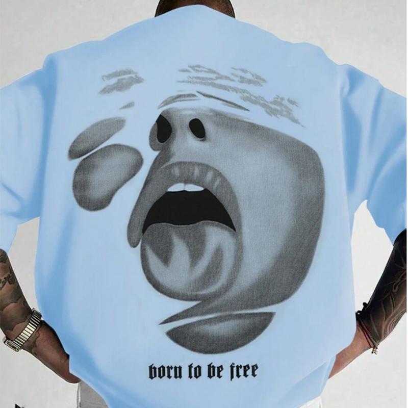 New Summer Men's Fashion T-shirt Sexy Lips Printed Men's T-shirt Top