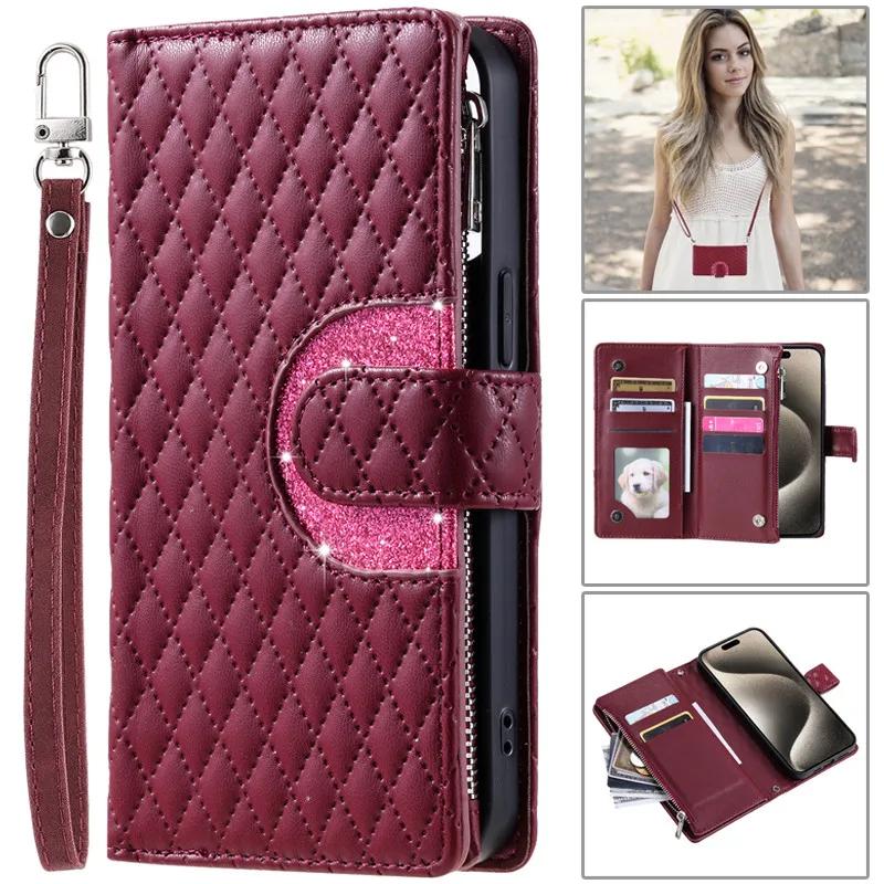 Flip Leather Phone Case for XiaoMi 14 13T 12T 11T 10T Mi POCO X6 Pro X5 X3 F3 F4 F5 M5S C65 C55 Long Lanyard Zipper Wallet Cover