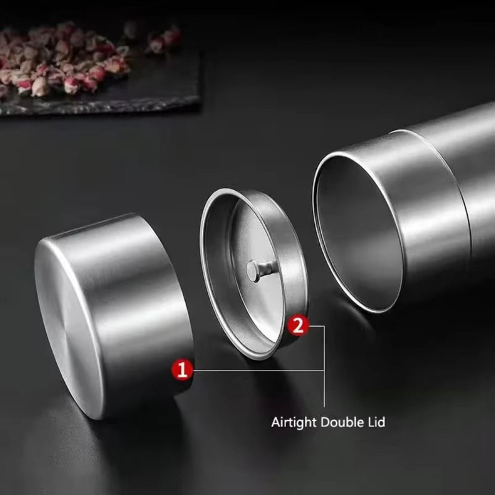 Odor Proof Double Deckel Tea Tins Airtight Double Lids Tea Caddies Container  Spice Storage