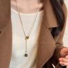 Retro Koreanisches Maillard Tigerauge Gold Halskette - Elegante Lange Kette für Herbst-/Winter Pullover