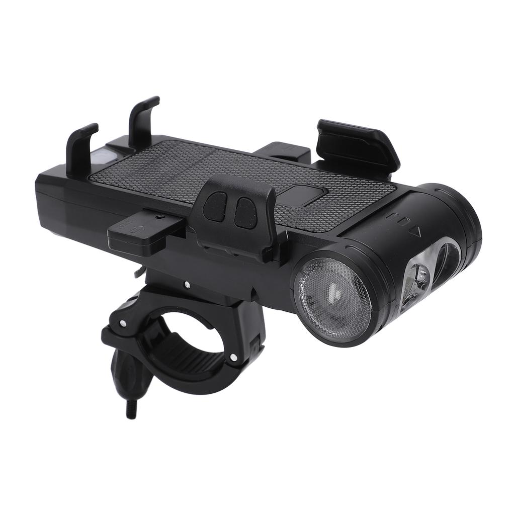 Multifunktionale Fahrradlichter USB Powerbank Fahrradhupe Fahrrad-Handyhalter für Nachtfahrten Schwarz
