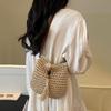 Women Handmade Straw Woven Small Saddle Bag Fashion Crossbody Shoulder Bag Ladies Simple Design Summer Travel Beach Bag CLE