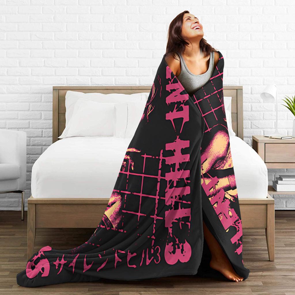 Warm BlanketGirls Boys Camping Silent Hill Throw Blanket Run Heather Flannel Bedspread For Bedroom Funny Sofa Bed Cover