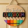 Teacher Door Sign For Classroom Door Decorations Classroom Welcome Sign for Teachers, Wood School Plaque with Rope Cord for First Day Entry Display