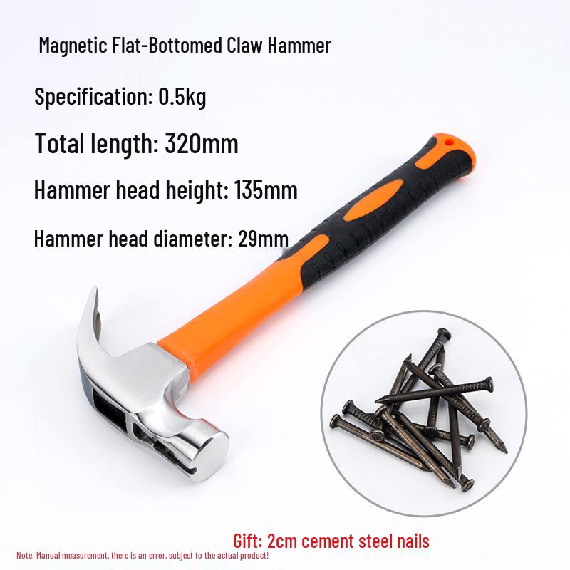 Multi-Function Claw Hammer with Nail Puller for Household, Woodworking, and Electrical Use