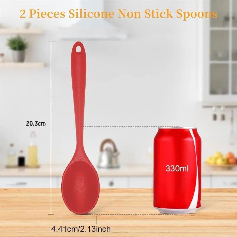 Silikonová lžíce potravinářské kvality Kuchyňská silikonová lžíce s dlouhou rukojetí Polévková lžíce Odolná vůči vysokým teplotám na vaření Míchací lžíce
