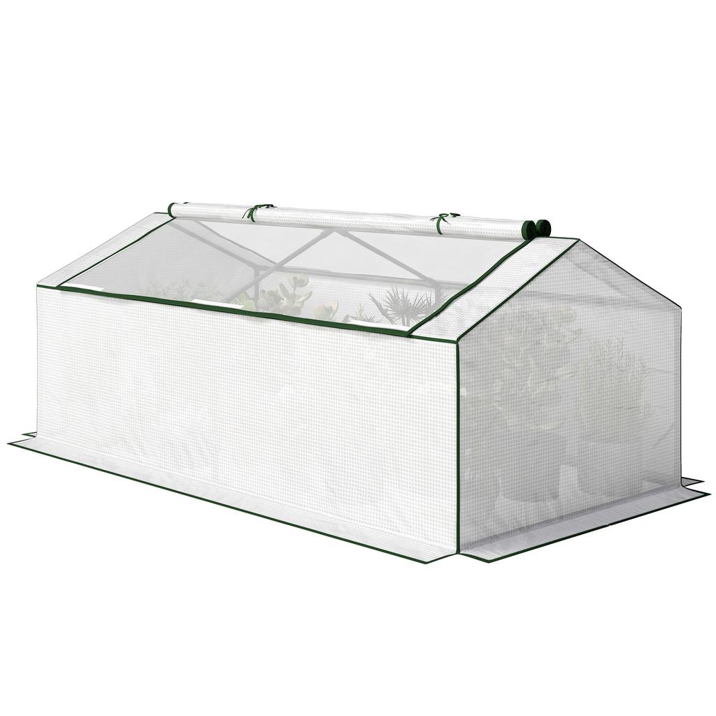 Mini Greenhouse, Pointed Roof, Mosquito Net Window, Powder-Coated Metal, 180 x 90 x 70 cm, White