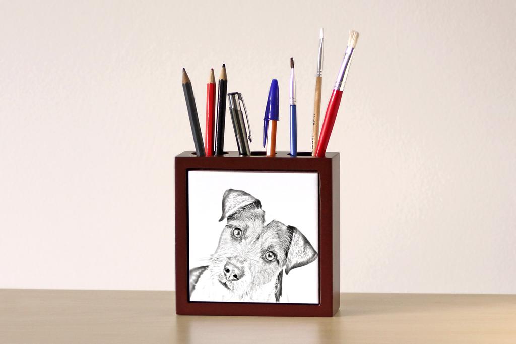 Parson Russell Terrier – Pen holder with a dog, desk organizer with a print | Art-Dog