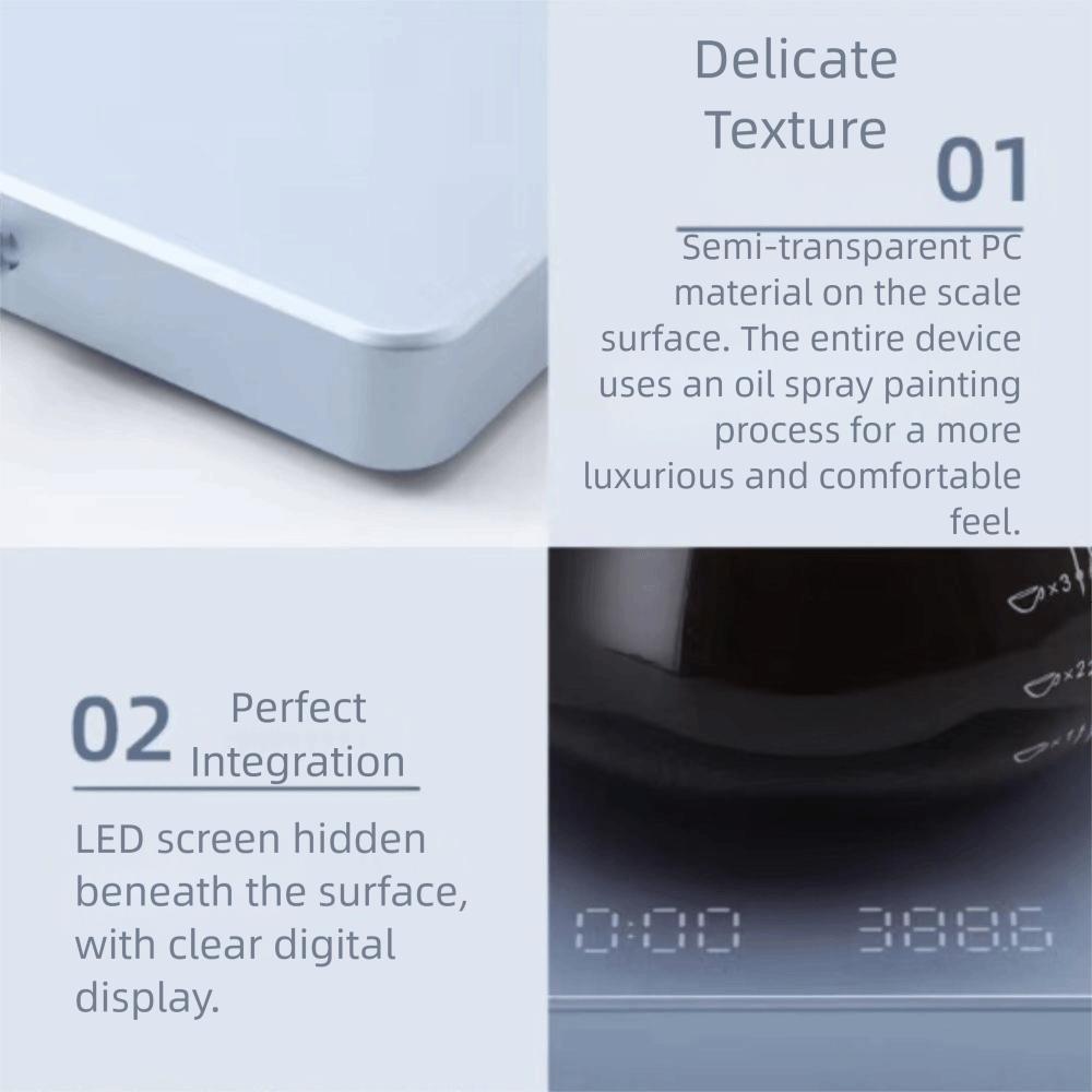 LED Screen Digital Kitchen Scale USB Rechargeable Coffee Scale High-precision Scale  Coffee Brewing