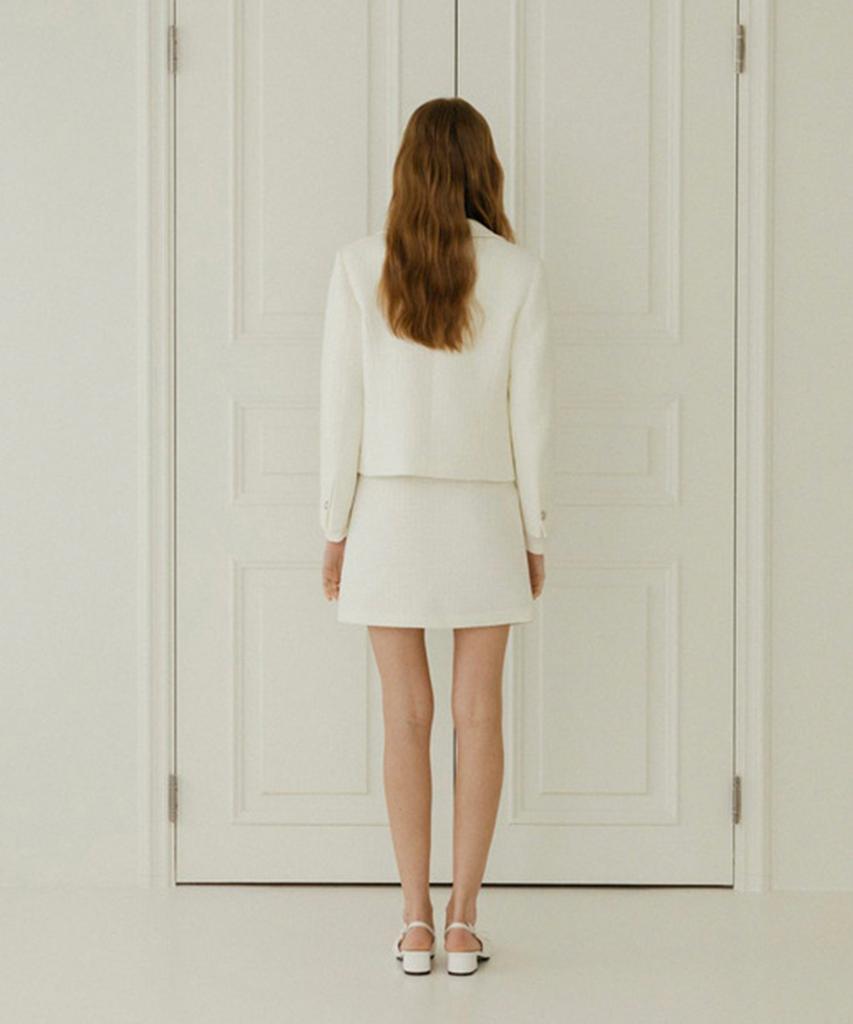 Aejeuipeu Ferry Tweed Skirt (Ivory)