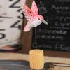 Wood Carving Hummingbird Ornament with Tree Stump/Bell Handcrafted Bird Figurine Statue Sculpture