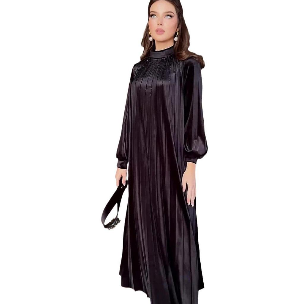 2023 Autumn Plus Size Women's Pleated Dress with Belt