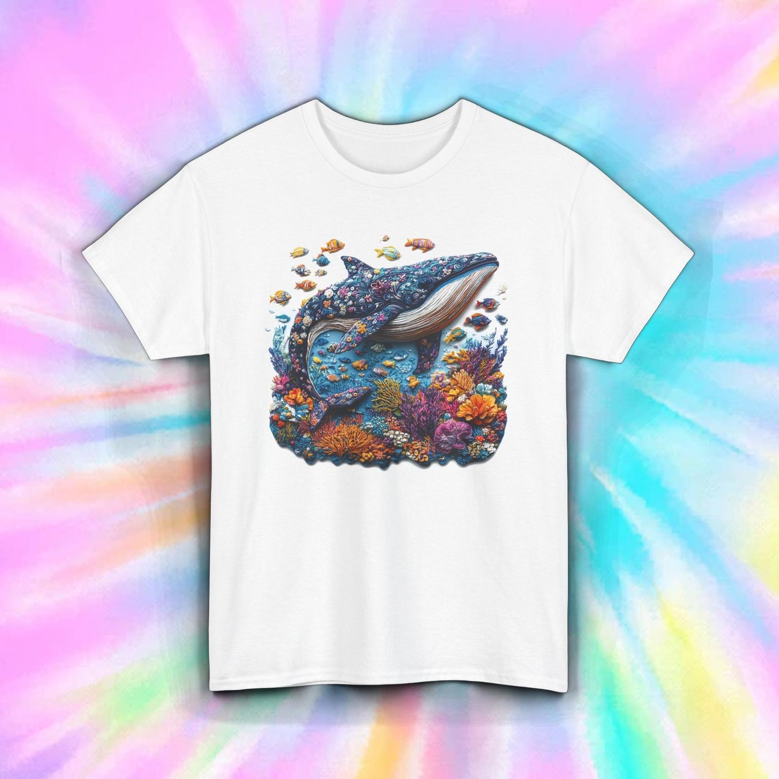 Whale Ocean Shirt Colorful Coral Sea Life Marine Nature Graphic S-5XL M