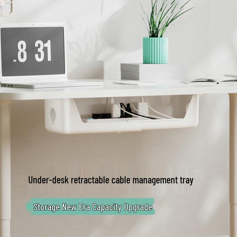 

Выдвижной лоток-органайзер для кабелей под стол с держателем для сетевого фильтра без сверления Simple 50cm белый