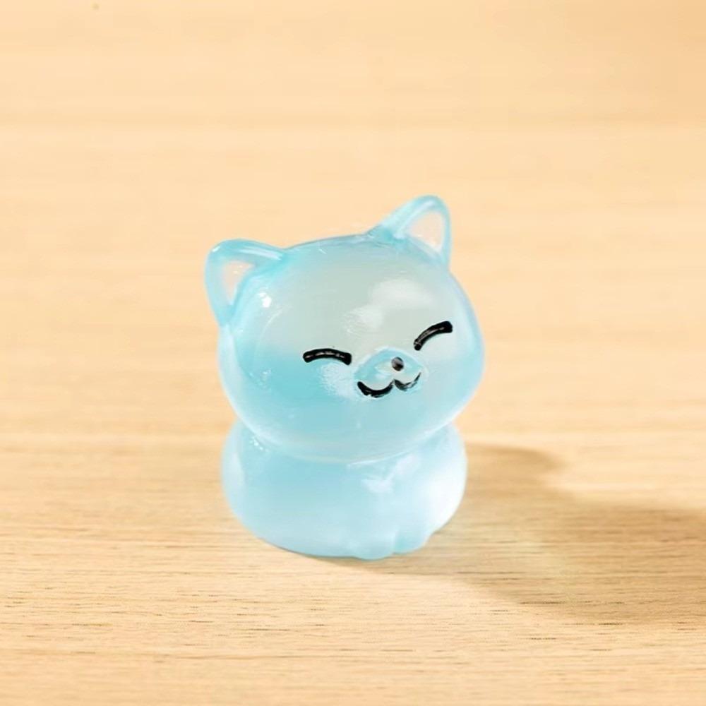 Resin Luminous Cat Figurines Tiny Miniature Lucky Cat Cute Glow Dark Ornaments for DIY Home Decor