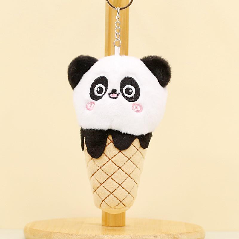 Adorável Chaveiro de Pelúcia Panda Cone de Sorvete Acessório Perfeito para Bolsa Brinquedo Fofo