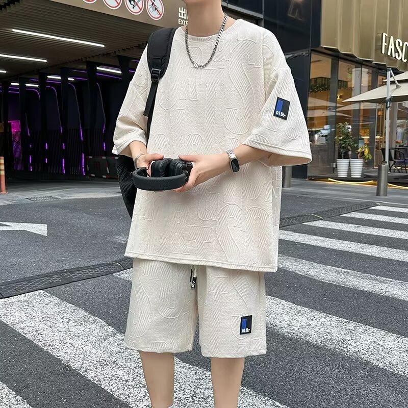 Short Sleeved Men s Summer Casual Sports Two-piece Set 2XL