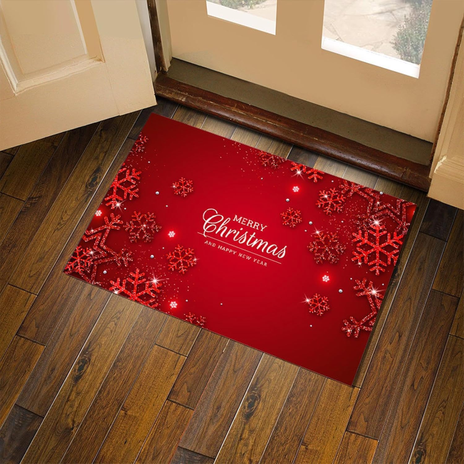 

VIKAMA Christmas Rug, Santa Claus, Snowman, Foyer, Balcony, Non-Slip, Absorbent Floor mat, Holiday Decoration 40x60cm 16x24inch