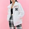 New MLB Base Logo Velvet Jackets Unisex White 3AJPF0416-50CRS