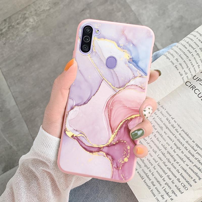 Marble Pattern Phone Case For Samsung Galaxy A11 A 11 M11 Protective Cover Case Pink Silicone Soft Funda For Samsung M14 M15 M23