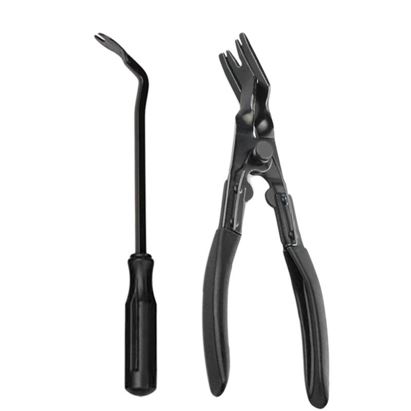 3-Piece Automotive Fastener and Rivet Removal Tool Set: 6-inch & 8-inch Screwdrivers, Pliers for Car Clip and Decorative Opening.