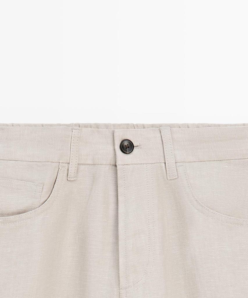 Masimodutti Semi-Jogger Fit Linen Pants